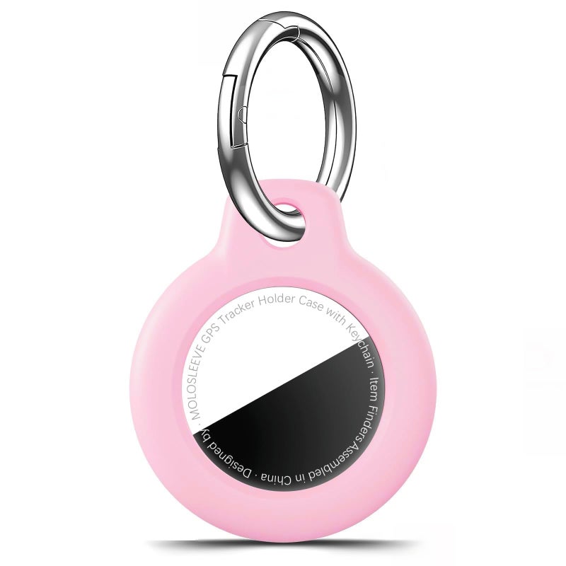 MOLOSLEEVE Case for AirTag 2nd Gen (2026) & 1st Gen, Shockproof Holder Anti-Scratch Protective Cover for Air Tags, Men's Women's Keyrings & Keychains for Keys, Luggage, Bags, Blossom Pink - Image 1