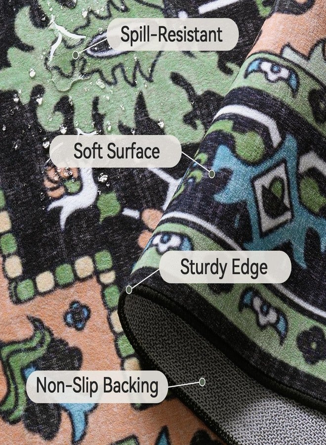 Lofus 5x7 Area Rugs, Vintage Washable Area Rug for Living Room, Floral Boho Area Rugs for Bedroom, Office, Non-Slip Colorful Rug, Traditional Vintage Style, Plush Low-Pile Soft Carpet, Dark Green - Image 5
