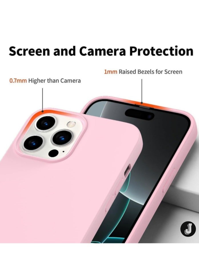 JAJEEK "New Soft Liquid Silicone Gel Case for iPhone 16 Pro Max – Full Body Shockproof Protection, Matte Finish & Soft Microfiber Lining (Pink)" - Image 4