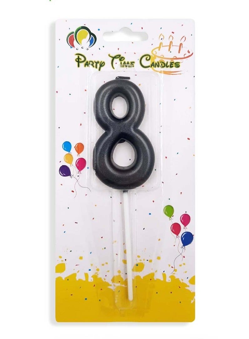 Black Candle Number 8 for Birthdays and Anniversaries Cake Toppers Party Supplies