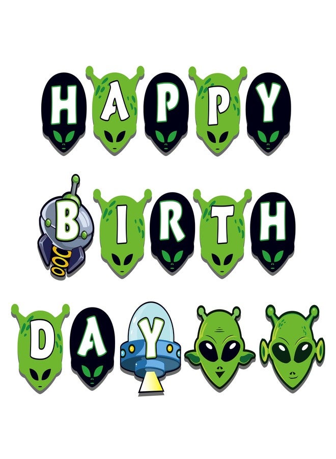 Lide Road Alien Birthday Banner Alien Party Supplies Alien Birthday Party Banner Alien Banner for Baby Shower Kids Alien Happy Birthday Theme Decorations - Image 3