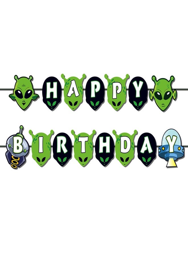 Lide Road Alien Birthday Banner Alien Party Supplies Alien Birthday Party Banner Alien Banner for Baby Shower Kids Alien Happy Birthday Theme Decorations - Image 2