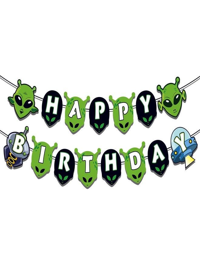 Lide Road Alien Birthday Banner Alien Party Supplies Alien Birthday Party Banner Alien Banner for Baby Shower Kids Alien Happy Birthday Theme Decorations - Image 1