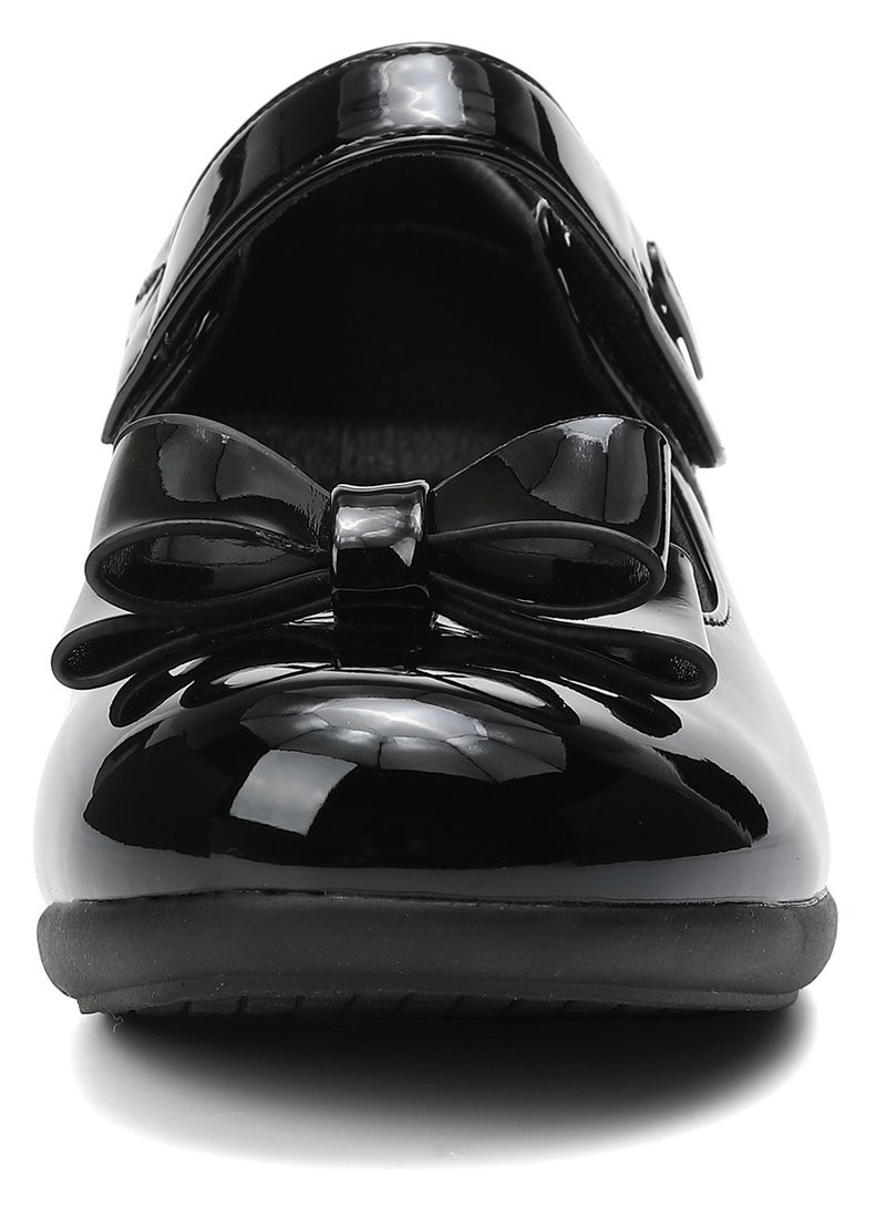 SKY VIEW School Shoes for Girls Mary Jane Uniform Dress Shoes Bow Ballerina Wedding Shiny Leather Upper Girls Shoes Black(Little/Big Kids) - Image 3