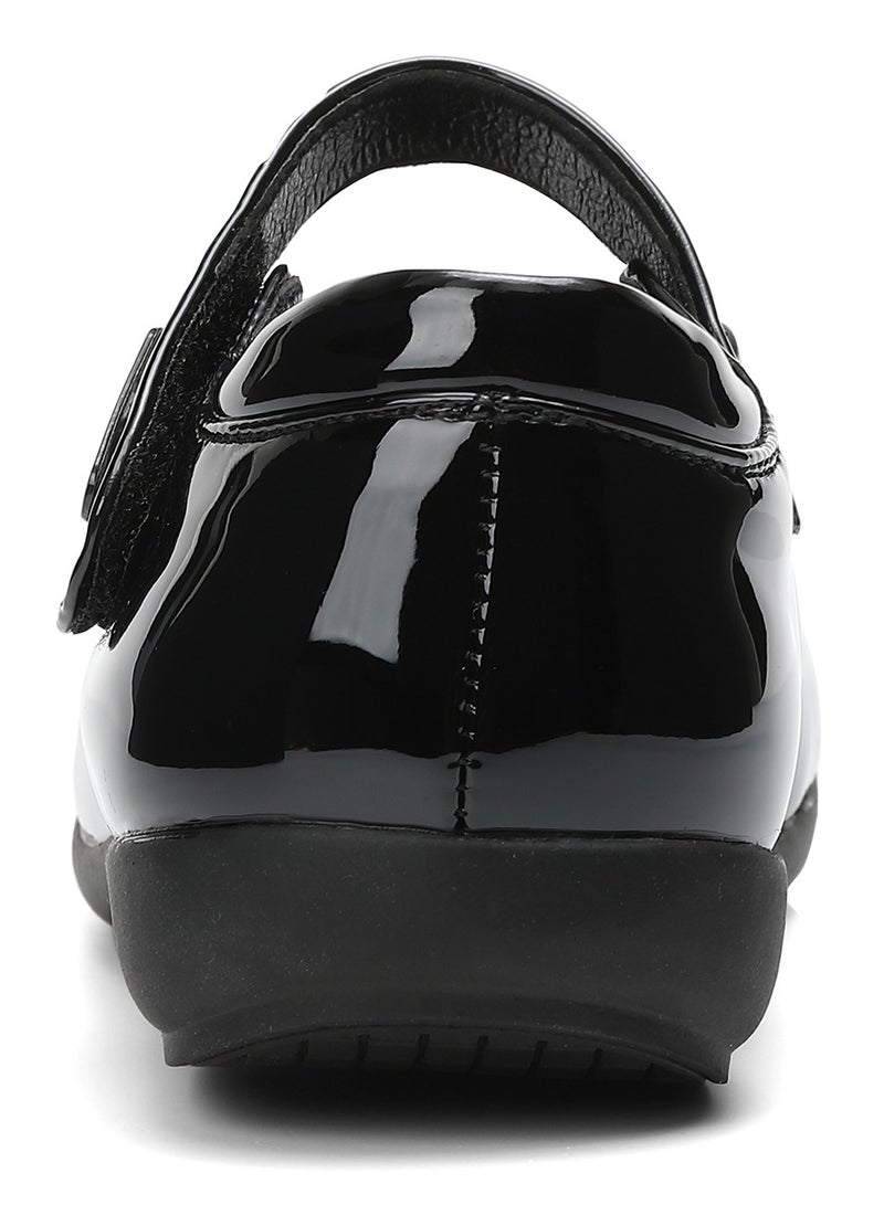 SKY VIEW School Shoes for Girls Mary Jane Uniform Dress Shoes Bow Ballerina Wedding Shiny Leather Upper Girls Shoes Black(Little/Big Kids) - Image 4