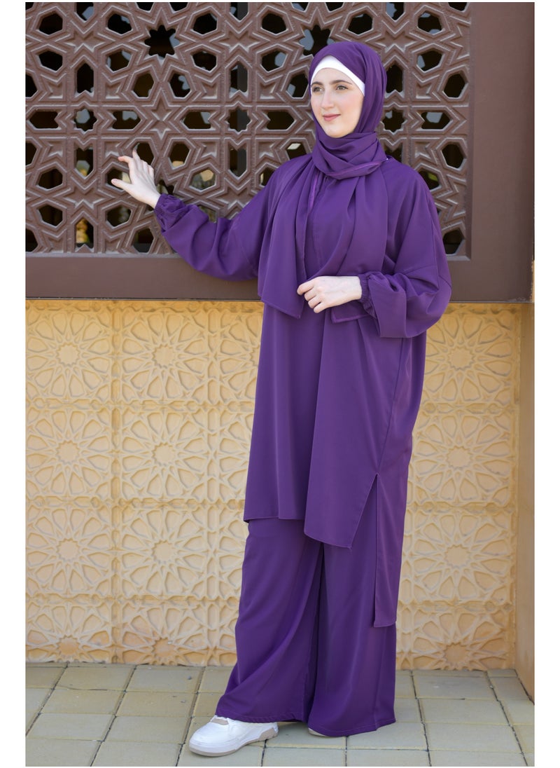 DAMAS COLLECTION P101-umrah essentials Jilbab for women with tow style Skirt or Trouser -4 piece Prayer Clothes for Muslim Women-Islamic Abaya Dress Outfit maxi with scarf and small bag- Modest suit Women  - Image 4