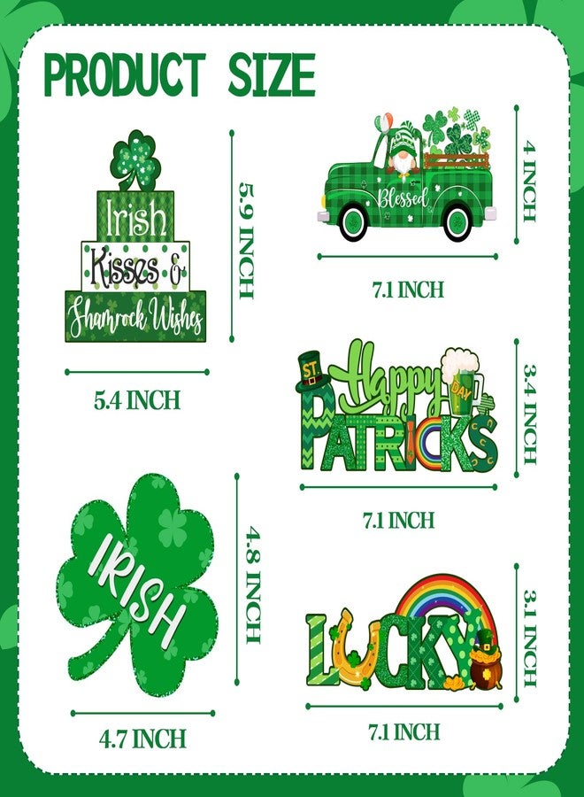 ILUIGGW St Patricks Day Decorations Wooden Shamrock Table Centerpiece, Irish Gnome St Patricks Day Wooden Signs, Saint Patricks Day Table Decorations for Tabletop Home Shelf St Patricks Day Party Decor - Image 3