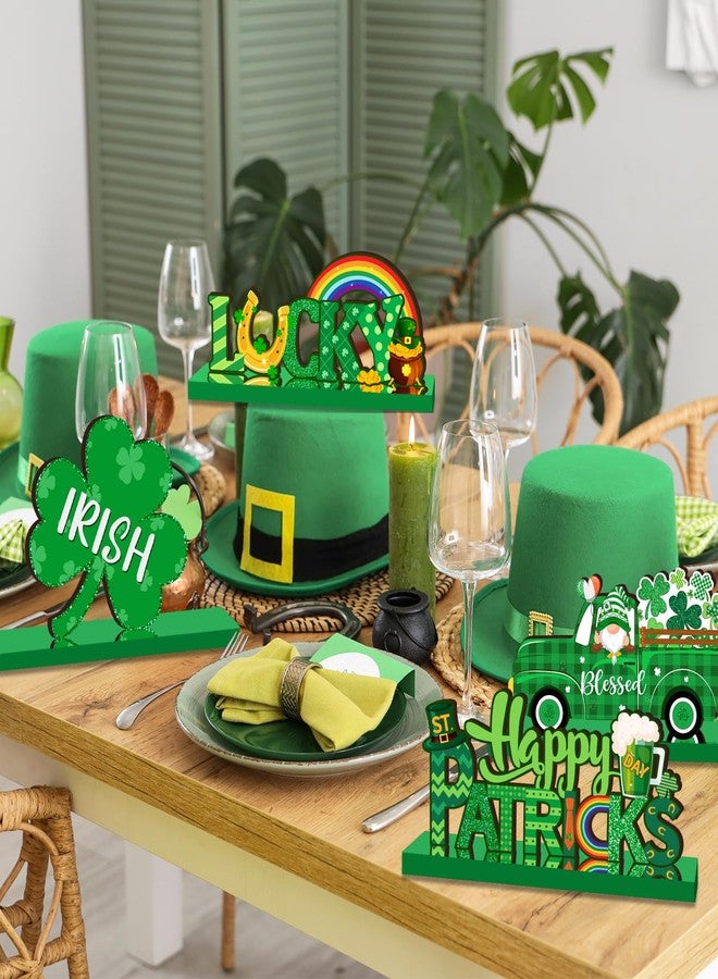 ILUIGGW St Patricks Day Decorations Wooden Shamrock Table Centerpiece, Irish Gnome St Patricks Day Wooden Signs, Saint Patricks Day Table Decorations for Tabletop Home Shelf St Patricks Day Party Decor - Image 4