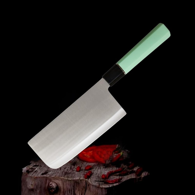 Machado High Carbon Stainless Steel Japanese Hitohira Nakiri Meat Butcher Knife with Octagonal Green Handle Pack of 1 - Image 3