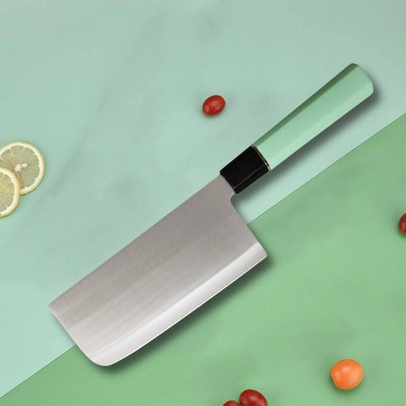 Machado High Carbon Stainless Steel Japanese Hitohira Nakiri Meat Butcher Knife with Octagonal Green Handle Pack of 1 - Image 2