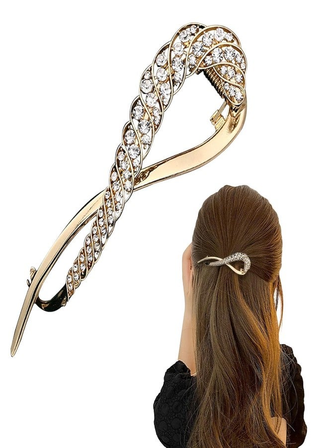 VORSET 1pcs Hair Bun Accessories for Women, Metal Rhinestone Bun Maker for Hair, French Style Hair Bun Clips for Women Stylish Hair Accessories for Medium Thick Hair Gold - Image 1