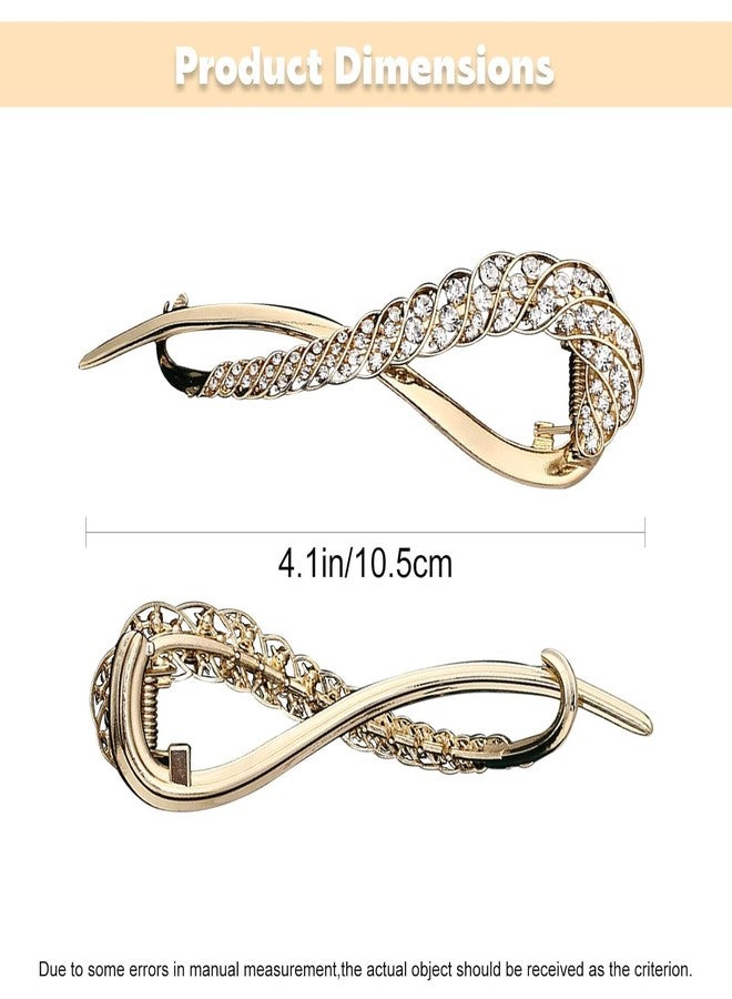 VORSET 1pcs Hair Bun Accessories for Women, Metal Rhinestone Bun Maker for Hair, French Style Hair Bun Clips for Women Stylish Hair Accessories for Medium Thick Hair Gold - Image 2