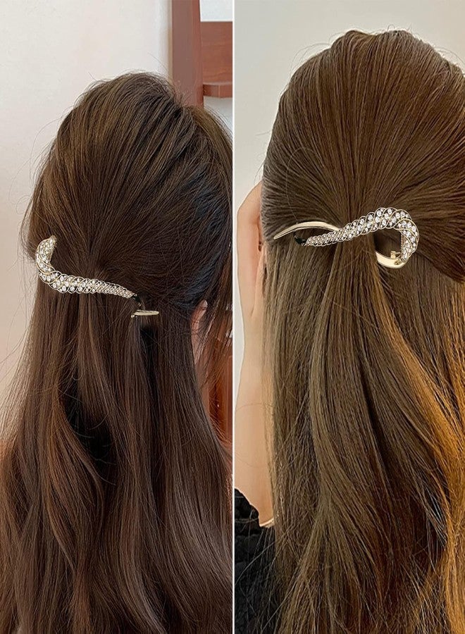 VORSET 1pcs Hair Bun Accessories for Women, Metal Rhinestone Bun Maker for Hair, French Style Hair Bun Clips for Women Stylish Hair Accessories for Medium Thick Hair Gold - Image 5