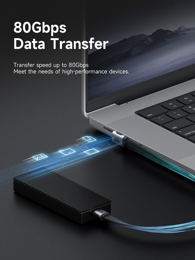 هاجيبس كابل هاجيبيس USB4، نقل بيانات بسرعة 80 جيجابت/ثانية، شحن سريع بقدرة 240 واط من نوع USB-C، كابل قصير USB 4 V2.0 بدقة 8K@60Hz لأجهزة iPhone 17 16 15 Pro Max وiPad Pro وThunderbolt 5/4 (زاوية 90 درجة عمودية، 15 سم) - Image 3
