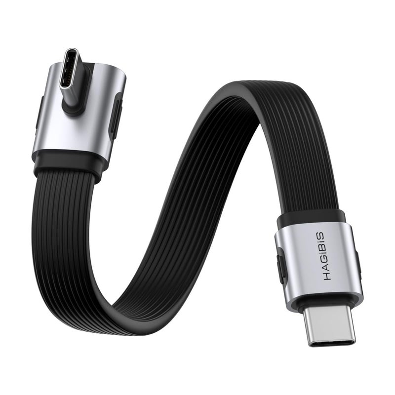 هاجيبس كابل هاجيبيس USB4، نقل بيانات بسرعة 80 جيجابت/ثانية، شحن سريع بقدرة 240 واط من نوع USB-C، كابل قصير USB 4 V2.0 بدقة 8K@60Hz لأجهزة iPhone 17 16 15 Pro Max وiPad Pro وThunderbolt 5/4 (زاوية 90 درجة عمودية، 15 سم) - Image 1