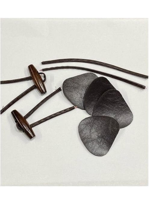Karan Tuhafiye Karan Haberdashery Leather Brilliant Wooden Shepherd Button / Wooden Brown / Set of 2  - Image 1