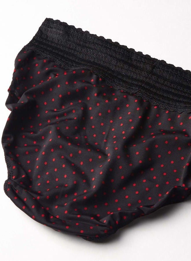 Warner's Women's Blissful Benefits No Muffin Top Micro Hi-Cut Panties with Lace Multipack Underwear, Lk/Sangria/Black W/Ladybug Dot Print, L - Image 2