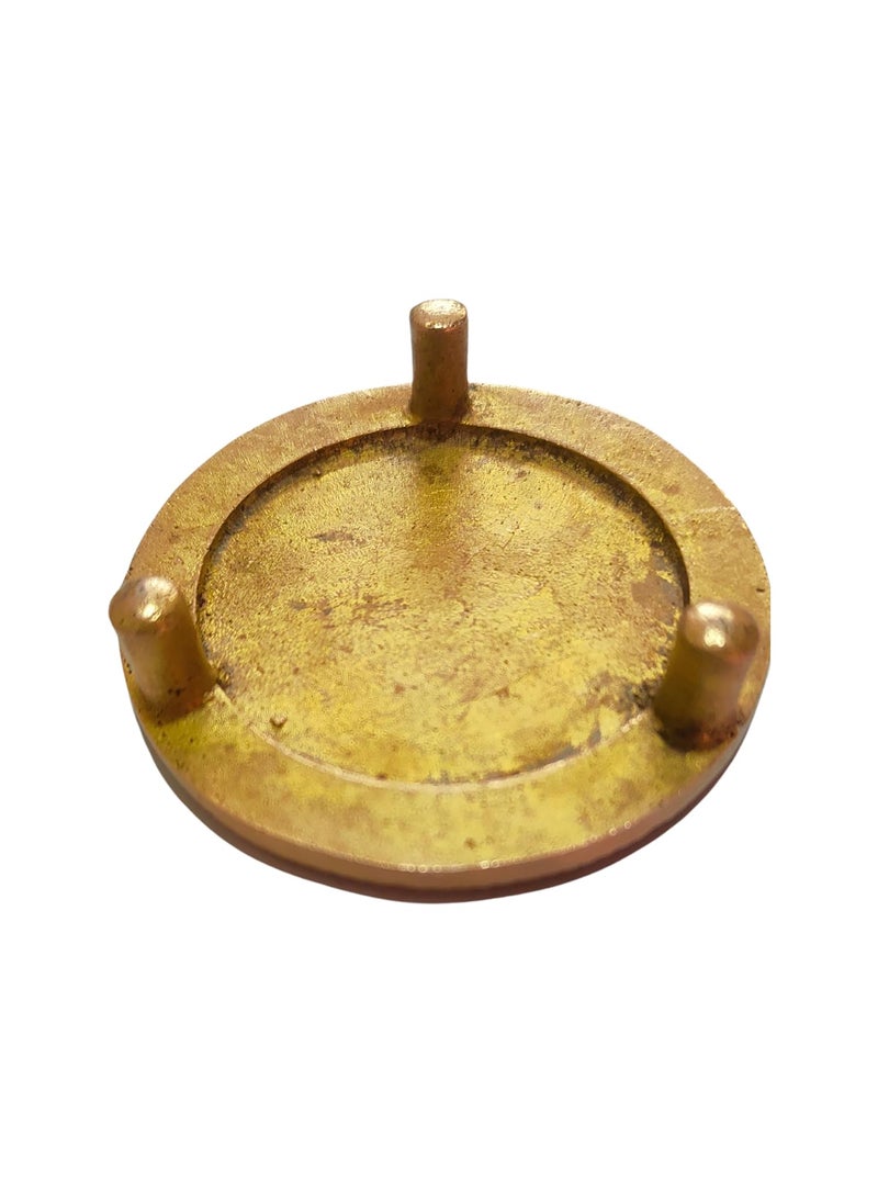 anciently anciently Round Chowki Pooja Chowki Round Round Brass Chowki Brass Gold Colour 1 Piece 6 CM Diameter Religious  - Image 3