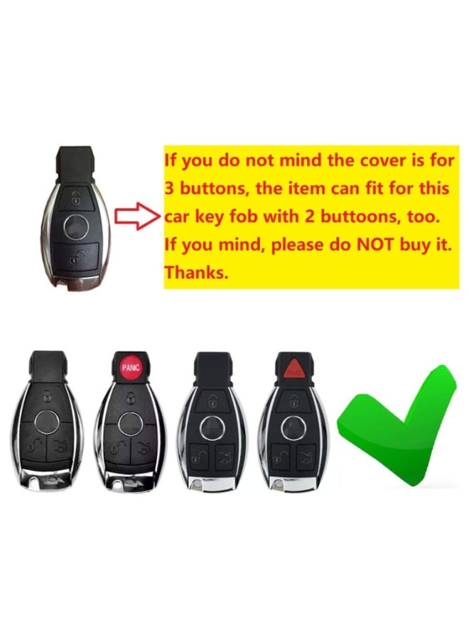 7Cylinder TPU Durable Key Fob Cover with Leather Key Chain Compatible with Mercedes Benz, A, C, E Class, GLK CLA, GLA, GLC, GLE, CLS, SLK, AMG, E260l, C200l. - Image 2