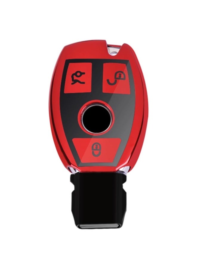 7Cylinder TPU Durable Key Fob Cover with Leather Key Chain Compatible with Mercedes Benz, A, C, E Class, GLK CLA, GLA, GLC, GLE, CLS, SLK, AMG, E260l, C200l. - Image 3