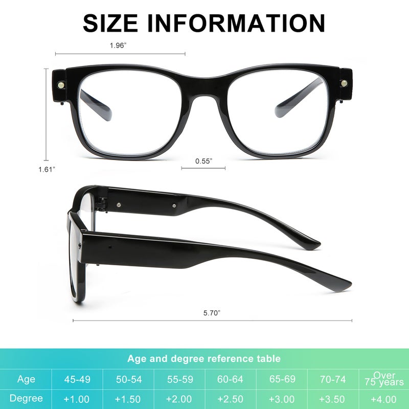Skyway Reading Glasses Lighted Rechargeable Bright Led Readers With Lights Eyewear Clear Vision Unisex(1.0X) - Image 5