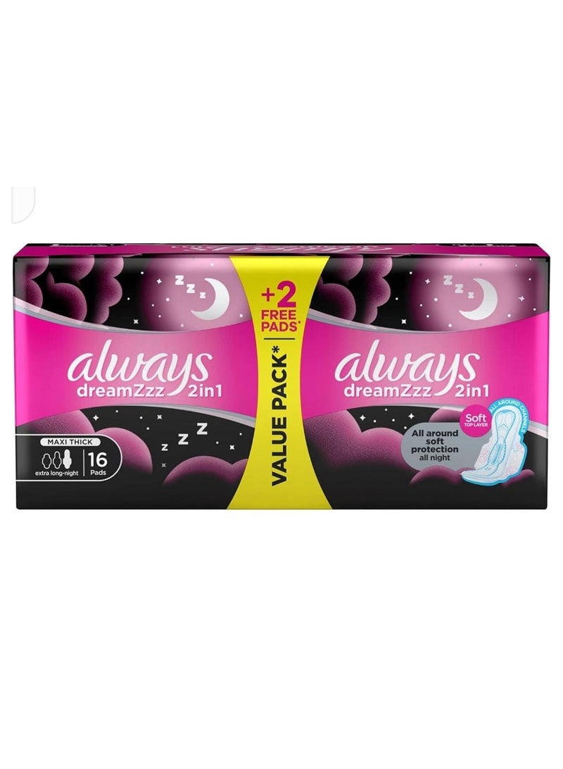 أولويز مجموعة فوط صحية من الويز 2 في 1 ناعمة كالريش ومزودة باجنجة من 26 قطعة مع ليلية القطن 16 1+1 , طويل - Image 3