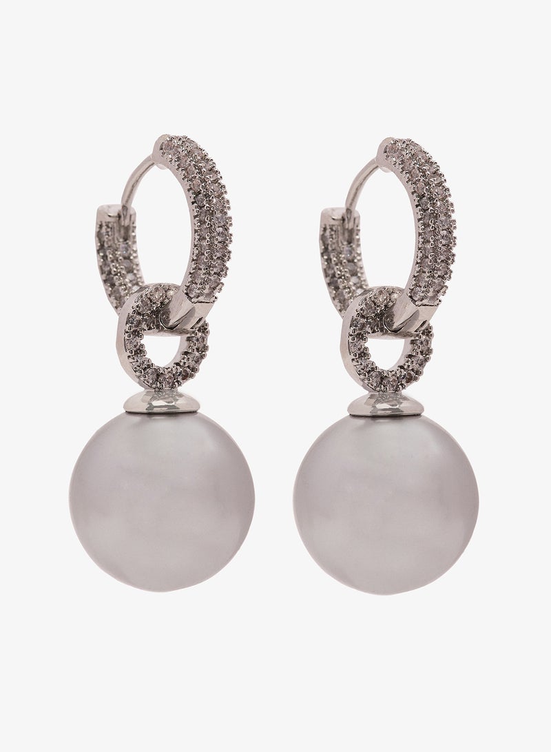 ايلا أقراط لؤلؤ مفصلة مزينة بالخرز الصغير - Image 1