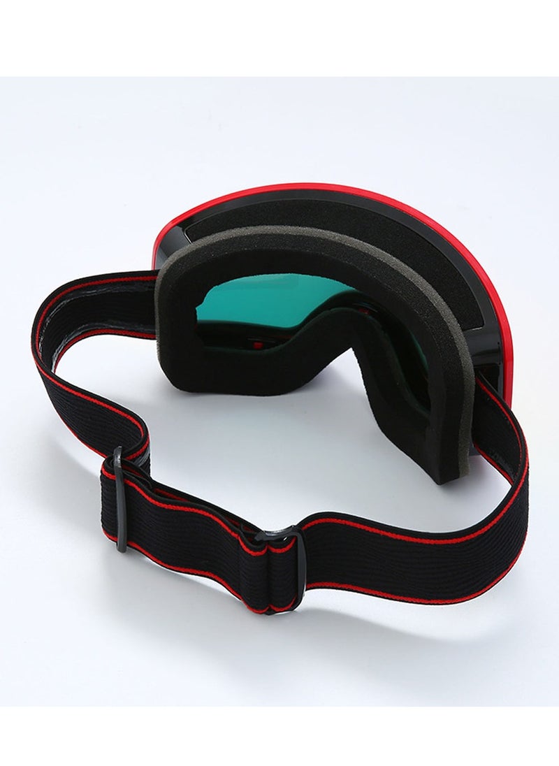 General New ski goggles equipment cylindrical goggles cardable myopia double-layer anti-fog / HX27 adult version, black frame red edge real red lens [send storage bag]  - Image 3