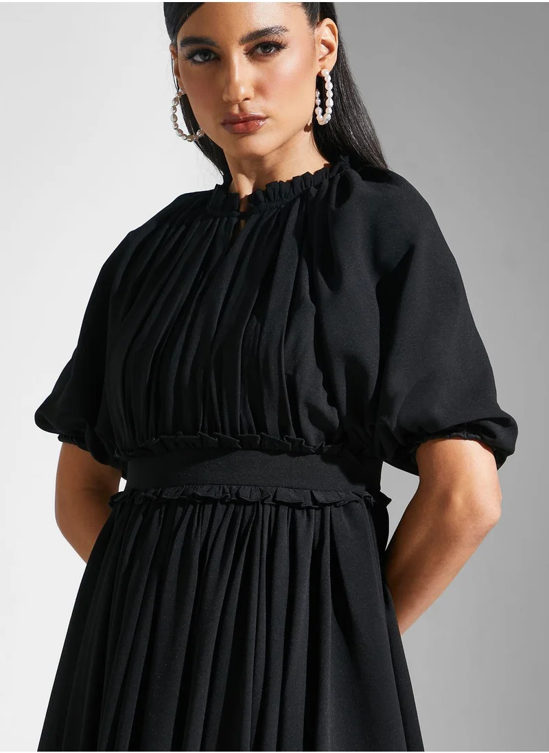 Golden Apple Pleated Detail Dress