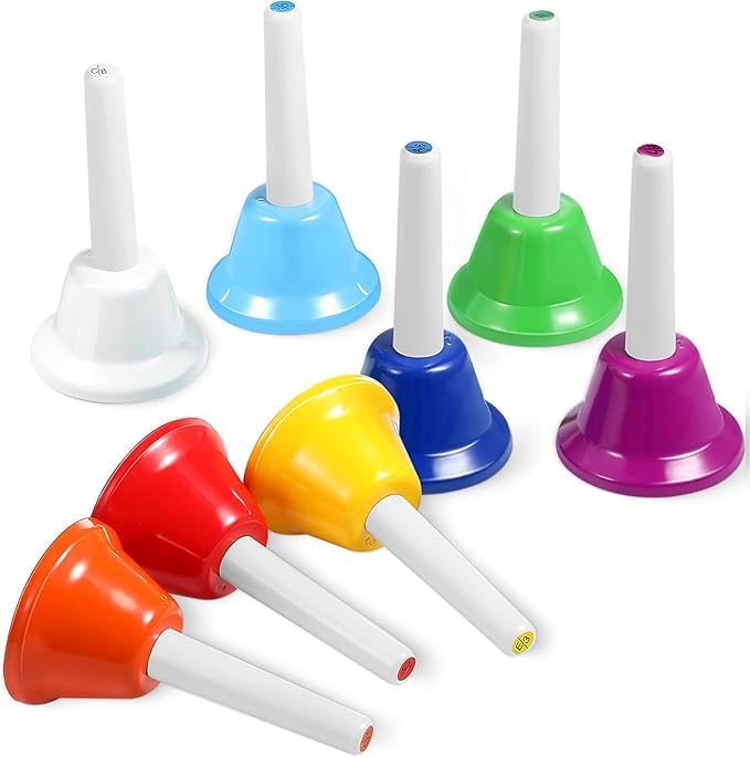 Megarya Colorful 8-Tone Handbell Set - Full-Scale Musical Instrument Kit - Image 1