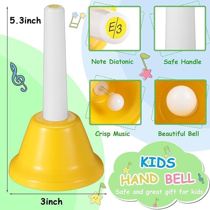 Megarya Colorful 8-Tone Handbell Set - Full-Scale Musical Instrument Kit - Image 2