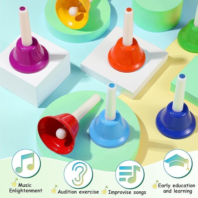 Megarya Colorful 8-Tone Handbell Set - Full-Scale Musical Instrument Kit - Image 4