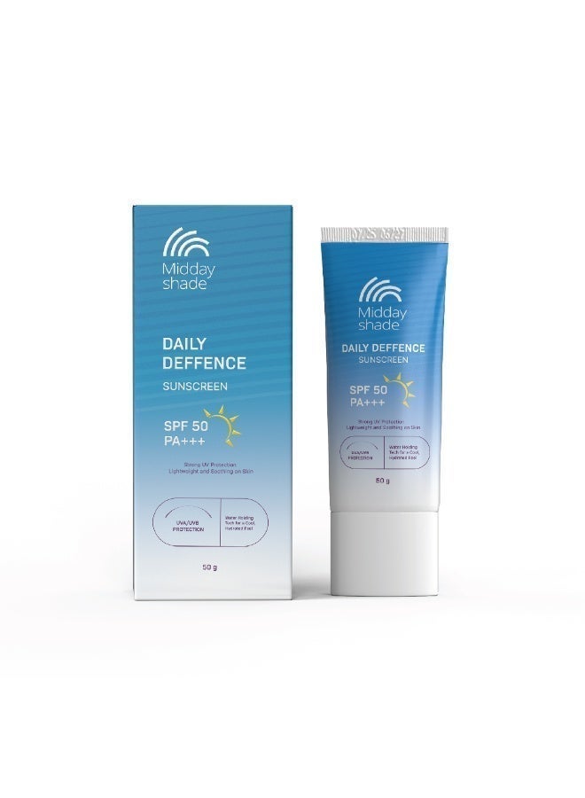 Midday Shade Daily Defence Sunscreen SPF 50 – 50g | Broad Spectrum UVA UVB Protection | Lightweight Hydrating Sunscreen | Water Holding Technology | Pack of 1 - Image 3