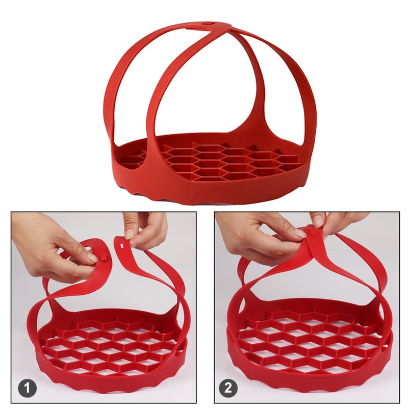 Saycker Silicone Sling Lifter Pot Silicone Bakeware Sling As Bakeware Pan Lifter And Roasting Rack(Red Size:6.5 Inch) - Image 5