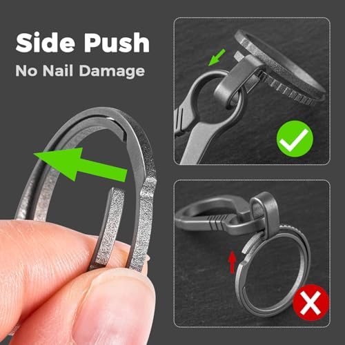 FEGVE Small Titanium Side Pushing Keychain Rings, Easy Open Key Chain Ring for Men and Women - Image 3