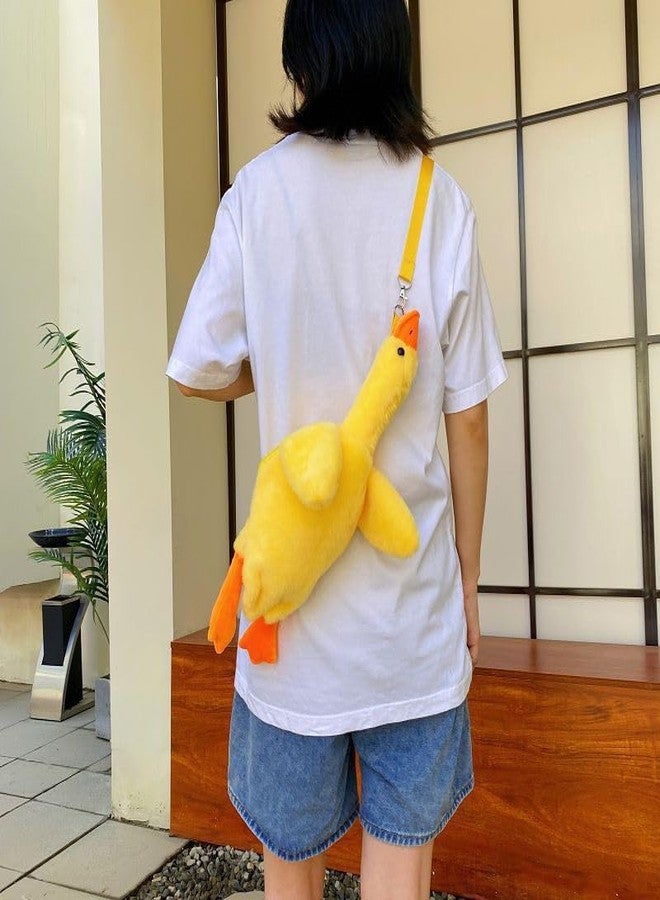 Ueeksry Cute Goose Crossbody Bag, Kawaii Plush Purse Shoulder Bag, Novelty Bag, Animal Shoulder Bag for Women - Yellow - Image 3