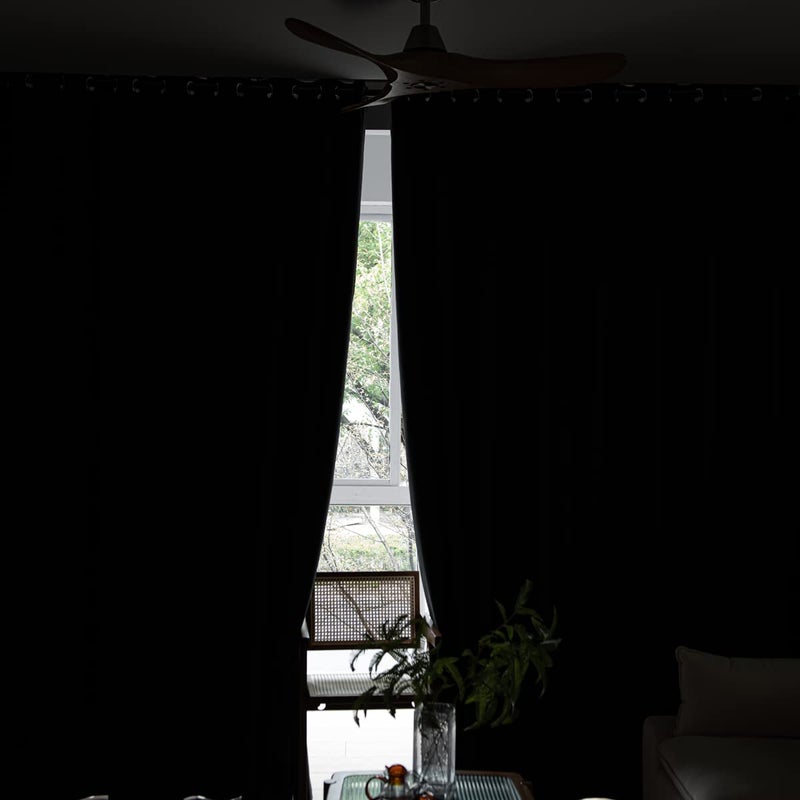 MOONVAN Windows Black Blackout Curtains 63 inches Long 2 Panels Set Grommet Blackout Drapes Energy Saving Noise Reducing Thermal Insulated for Bedroom Living Room Nursery - Image 2