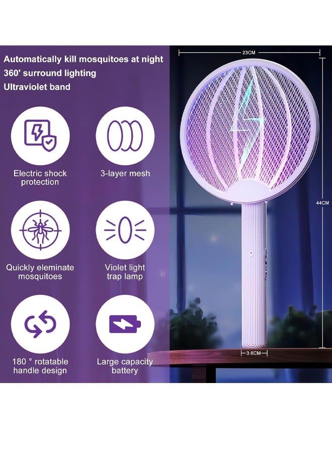 Generic Electric Fly Swatter, Foldable-Handheld Design Fly Swatter Electric Racket-Electrical Bug Zapper Racket Rechargeable Foldable 3000 Volt Mosquito Killer Mosquitoes Lamp Electric Fly Swatter Racket Foldable Mosquito Swatter for Indoor and Outdoor  - Image 2