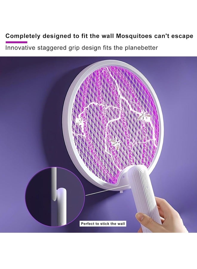 Generic Electric Fly Swatter, Foldable-Handheld Design Fly Swatter Electric Racket-Electrical Bug Zapper Racket Rechargeable Foldable 3000 Volt Mosquito Killer Mosquitoes Lamp Electric Fly Swatter Racket Foldable Mosquito Swatter for Indoor and Outdoor  - Image 4