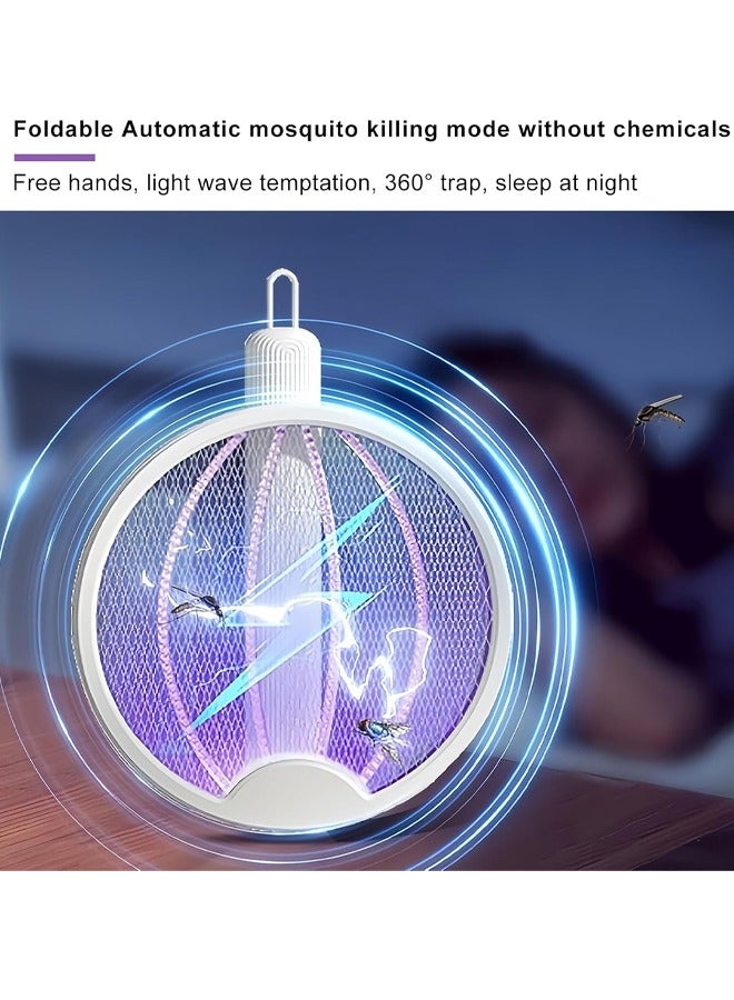 Generic Electric Fly Swatter, Foldable-Handheld Design Fly Swatter Electric Racket-Electrical Bug Zapper Racket Rechargeable Foldable 3000 Volt Mosquito Killer Mosquitoes Lamp Electric Fly Swatter Racket Foldable Mosquito Swatter for Indoor and Outdoor  - Image 5