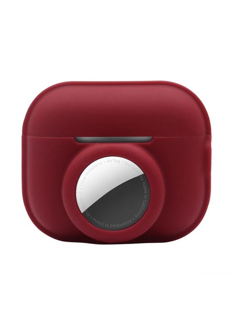 Case Cover For AirPods Pro 2 / AirTag 2 in 1 Shockproof Full Coverage Silicone Protective Case Wine Red