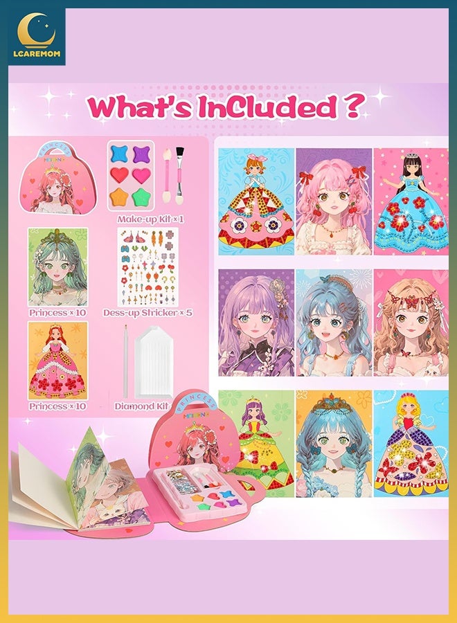 LCAREMOM Art Craft Activity for Kids, Paper Makeup DIY  Toy, Diamond Painting, Dress Up and Makeup Art Set, Creative Paper Toy and Educational Craft Kit, Birthday Gift for Kids - Image 2