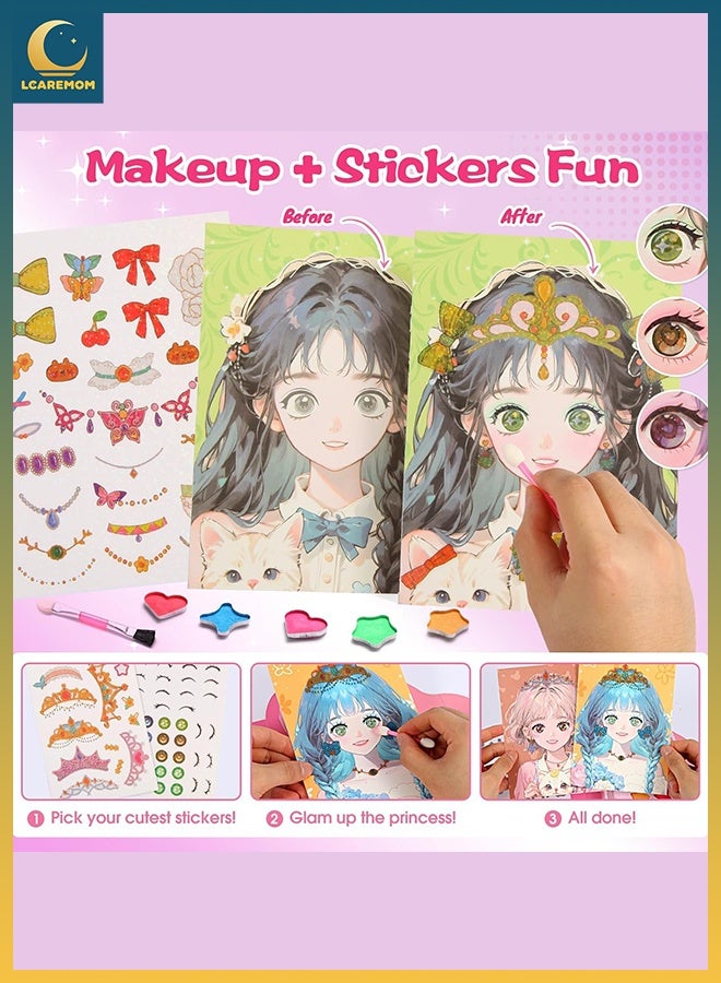 LCAREMOM Art Craft Activity for Kids, Paper Makeup DIY  Toy, Diamond Painting, Dress Up and Makeup Art Set, Creative Paper Toy and Educational Craft Kit, Birthday Gift for Kids - Image 4