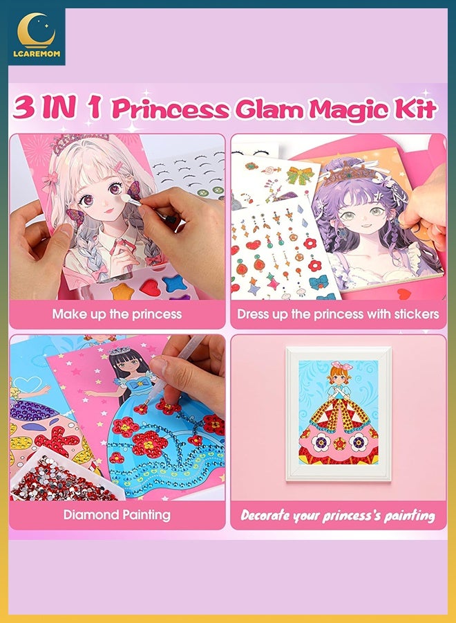 LCAREMOM Art Craft Activity for Kids, Paper Makeup DIY  Toy, Diamond Painting, Dress Up and Makeup Art Set, Creative Paper Toy and Educational Craft Kit, Birthday Gift for Kids - Image 5