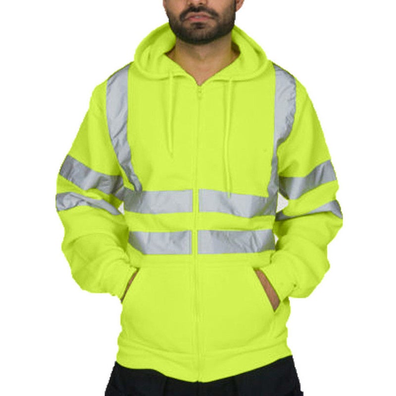 Mens High-Visibility Hooded Workwear Jacket Orange  - Image 5