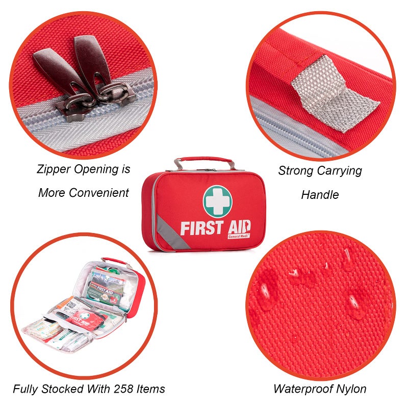 General Medi 2-in-1 First Aid Kit (215 Piece Set) + 43 Piece Mini First Aid Kit -Includes Ice(Cold) Pack, Moleskin Pad and Emergency Blanket for Travel, Home, Office, Car, Workplace - Image 3