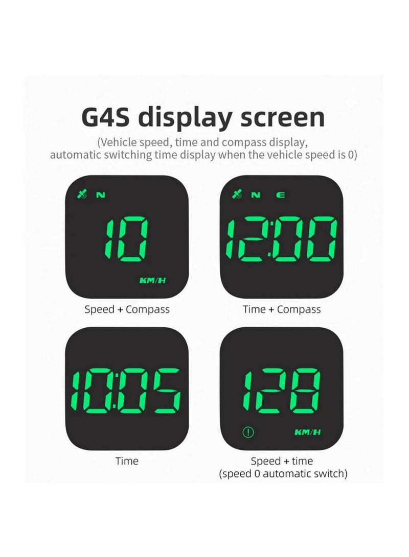 G4S نظام تحديد المواقع العالمي (GPS) العالمي، شاشة عرض رقمية علوية (HUD) ليد، عداد سرعة ذكي للسيارات، مع منبه تنبيه رقمي للتجاوز، مناسب لجميع السيارات، ملحقات سيارة - أخضر. - Image 3