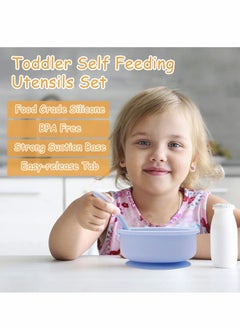 Excefore Silicone Suction Baby Bowl with Lid 100% Food Grade Silicone Infant Babies and Toddler Self Feeding 2 Pack  - Image 4