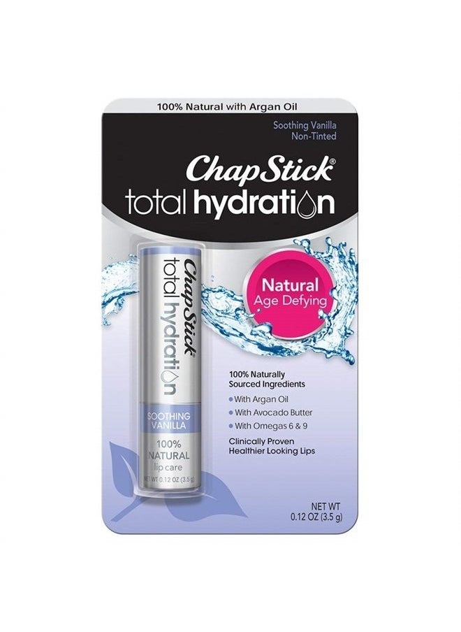 chapstick Total Hydration Soothing Vanilla Moisturizing Lip Balm Tube, Lip Care with Argan Oil - 0.12 Oz 