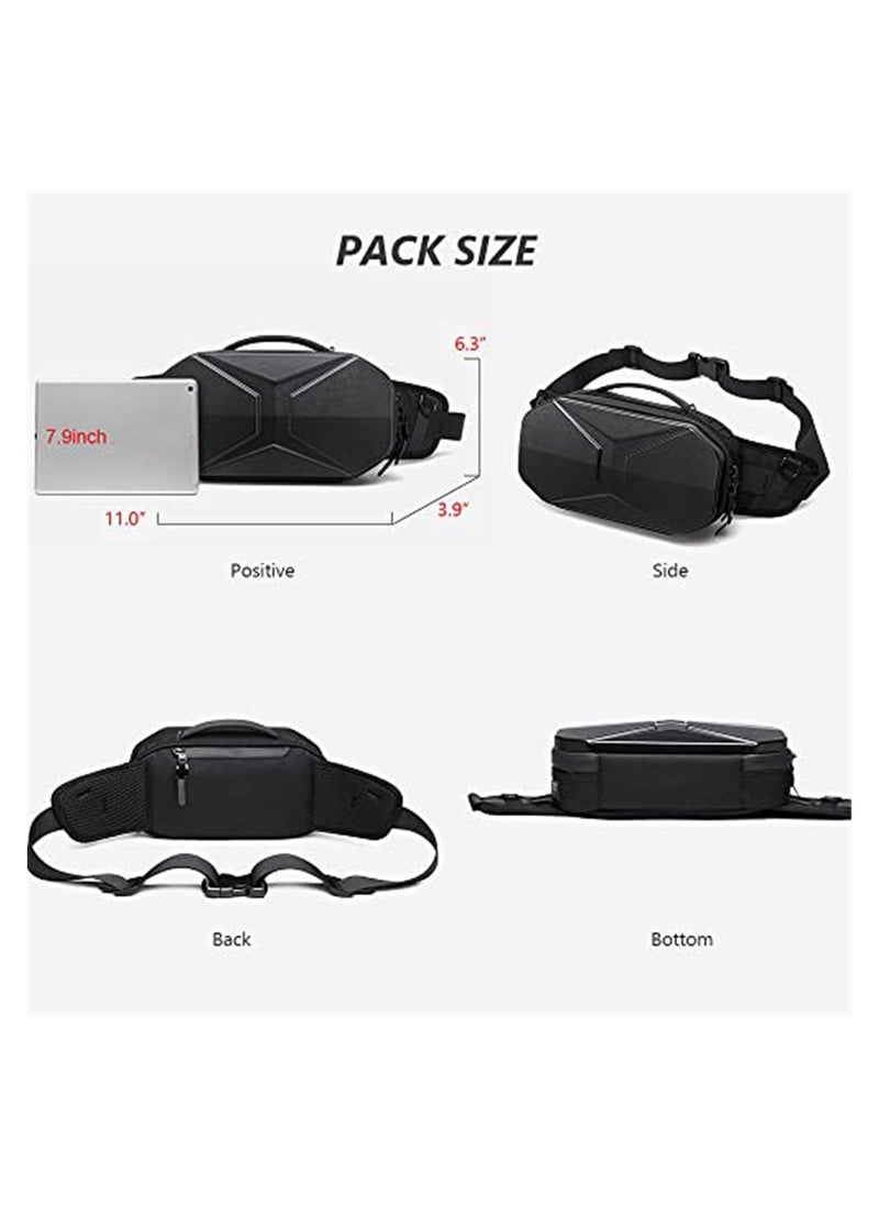 SYOSI Waterproof Fashion Chest Bag, Casual Hard Shell Crossbody Shoulder Bag with USB Port for Men Women  - Image 2